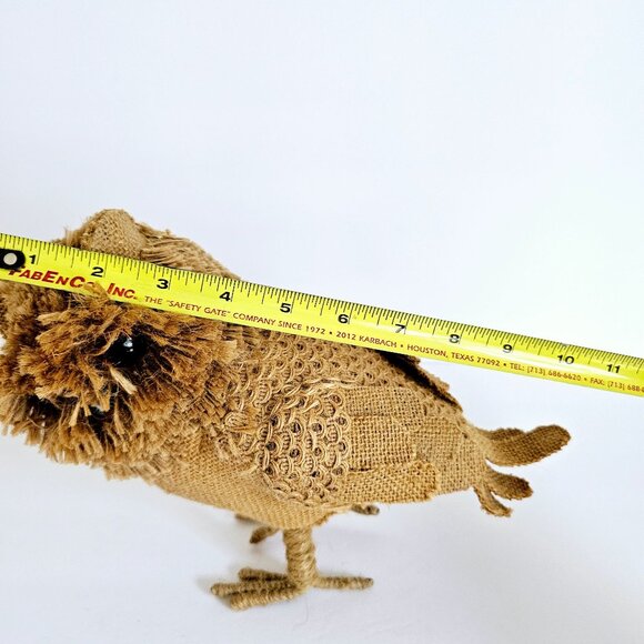 Farmhouse Rustic Burlap & Twine Jute Owl Figurine Handmade 9" Tall~M197.1 - Picture 7 of 7